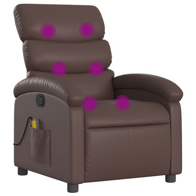 Vidaxl Marrón Sillón De Masaje Reclinable Cuero Sintético