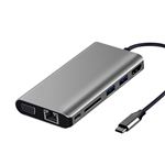 Estación de acoplamiento 8-en-1 Tipo C a HDMI VGA USB3.0 HUB Tarjeta SD PD Gigabit LAN audio