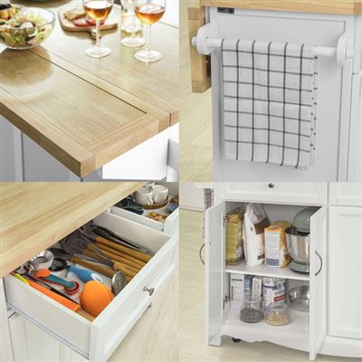 Carrito De Cocina Con Piso De Acero Con Tablero Extensible L115 X