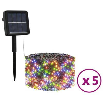 Vidaxl Luces De Hadas Solares 5 Uds 5X200 Led Colorido