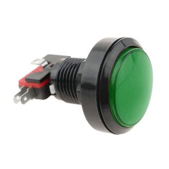 Pulsador arcade BeMatik momentáneo 45 mm 1NO 1NC 250V 15A SPDT verde con luz