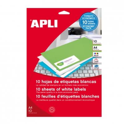 Caja de Etiquetas Adhesivas para Injet - LASER - Fotocopiadoras - A4 - 25.4 X 10MM - 10 Hojas - APLI