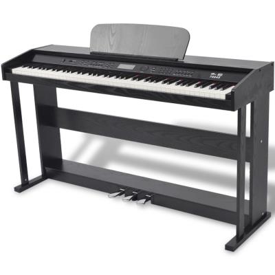 Piano digital de 88 teclas con pedales tablero melamina Negro