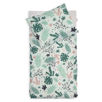 Funda de edredón y de almohada hojas verde 100x140 cm - Jollein