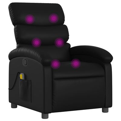 Vidaxl Negro Sillón De Masaje Reclinable Cuero Sintético