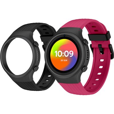 Reloj Inteligente Para Niños Spc Smartee 4g Junior Con Gps, Videollamadas, Botón Sos, Doble Pulsera Granate Y Negra Y Modo Tracker