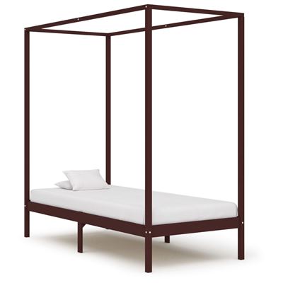 Vidaxl Marrón/Oscuro Cama Con Dosel Madera Maciza De Pino 100X200 Cm