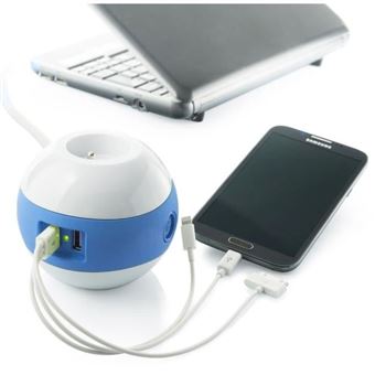 WATT & CO Multi-socket Multimedia WATTBALL 2P 16A + 1P 6A + USB 2.1A Azul
