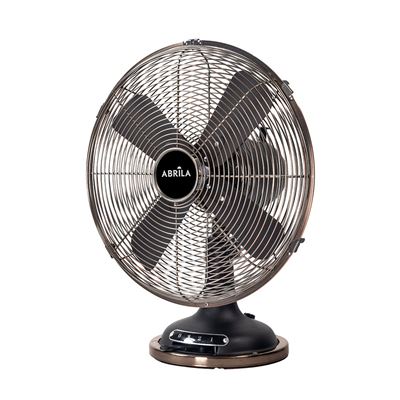 Ventilador De Sobremesa Fabrilamp Capitolio Regulable Oscilante Y Fijo 37w Motor Ac 3 Velocidades Negro Y Cobre