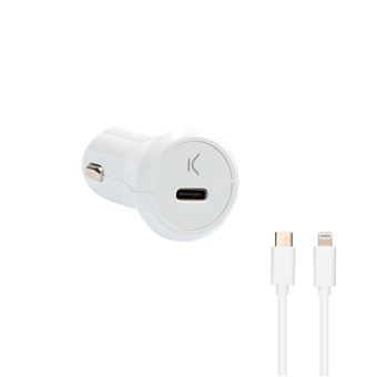 Cargador de coche Ksix, 18W, Carga rápida, Power Delivery + cable Made for  iPhone USB-C a Lightning, Blanco - Accesorios de coche para el teléfono  móvil - Los mejores precios