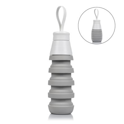 Botella Deportiva Plegable De Silicona. 250 A 500ml, Libre De Bpa, Tapón De Rosca En Pp. Dam Blanco