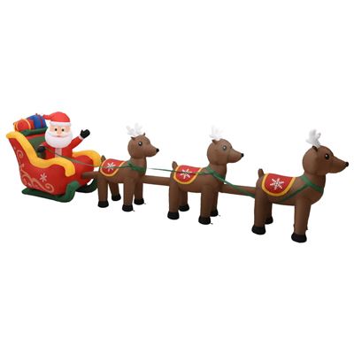 Adorno inflable de Navidad vidaXL Papá Noel y renos LED 490cm