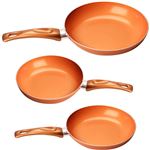 Set Sartenes redondas 3 piezas Gridinlux. Base Cerámica y Aluminio. Todo tipo de Cocinas.