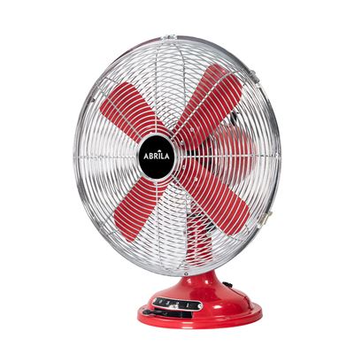 Ventilador De Sobremesa Fabrilamp Capitolio Regulable Oscilante Y Fijo 37w Motor Ac 3 Velocidades Rojo Y Cromo