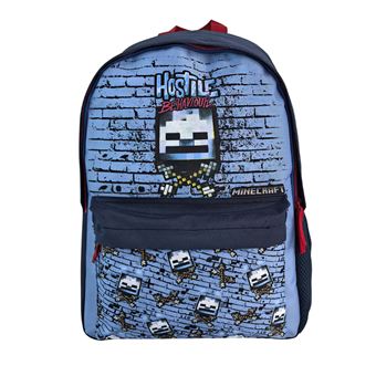 Mochila escolar Minecraft Hostile Behaviour adaptable a carro Azul Vaquero - 1