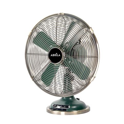Ventilador De Sobremesa Fabrilamp Capitolio Regulable Oscilante Y Fijo 37w Motor Ac 3 Velocidades Verde Y Cuero