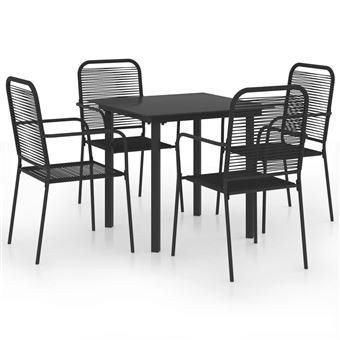 Set de comedor de jardín de 5 piezas vidaXL vidrio y acero negro 28,07 kg - 1