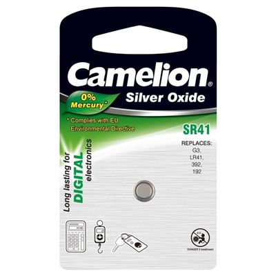 Camelion Pila de botón,Pila de Reloj SR41 / SR41W / G3 / 392 / LR41 / 192 Blister 1Ud.