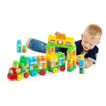 Tren bloques + 2 vagones (70 piezas)