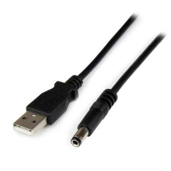 StarTech.com Cable Adaptador 1m USB A Macho a Conector Coaxial Barrel Alimentación Corriente Tipo N 5,5mm 5V DC - cables de transmisión - 1