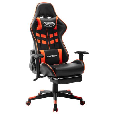 Silla Gaming Con Reposapiés Cuero Sintético Vidaxl Negro Y Naranja