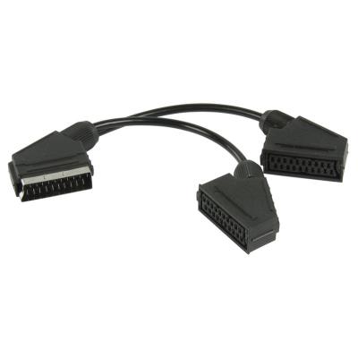 Valueline Cable divisor SCART de SCART macho a 2 SCART hembra de 0,20 m en negro