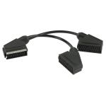 Valueline Scart2x Scart 0.2m cable euroconector 02 21pin 2 x negro macho hembra divisor 020