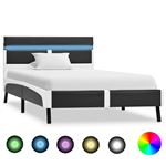 Estructura de cama con LED cuero sintético gris 90x200 cm - vidaXL