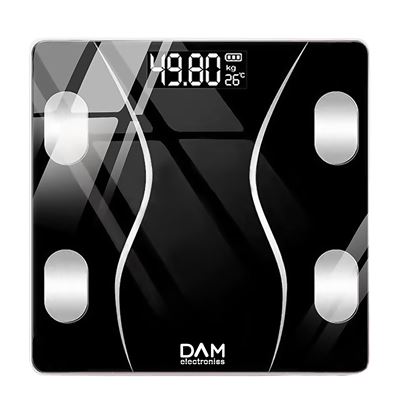 Báscula Inteligente Dam Con Bioimpedancia, Bluetooth Y App Peso, Grasa%, Imc, Edad Corporal, Etc Negro