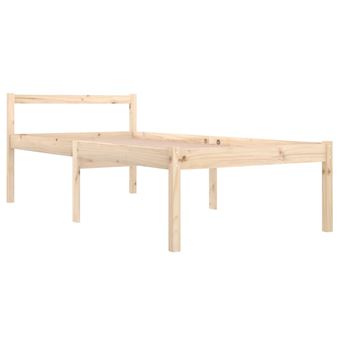 Estructura de cama de madera maciza de pino 90x190 cm individual