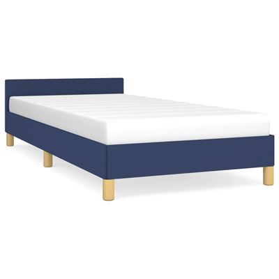 Vidaxl Azul Estructura De Cama Con Cabecero Tela 90X190cm