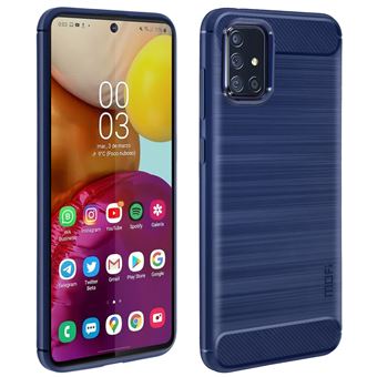 Carcasa Samsung Galaxy A71 silicona efecto aluminio cepillado Azul oscuro - 1