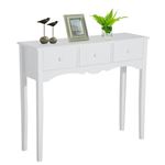 Mueble mesa recibidor Homcom blanco 100x32x85 cm material de madera
