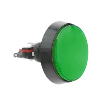 Pulsador arcade BeMatik momentáneo 60 mm 1NO 1NC 250V 15A SPDT verde con luz