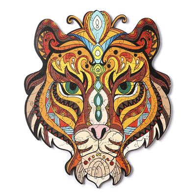Puzzle 3d De Madera Diy Forma De Silueta . Con Piezas Individuales Con Diferentes Diseños. Dam Tigre