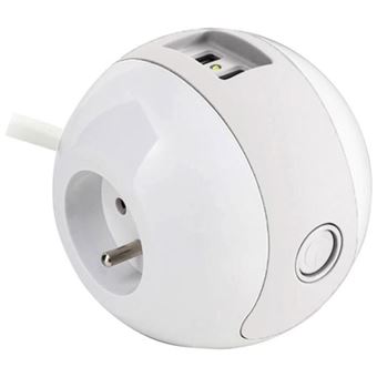 WATT & CO Multimedia WATTBALL 2P 16A + 1P 6A + USB 2.1A Blanco