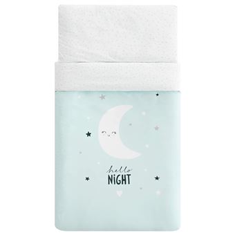 Pack Funda Nórdica maxicuna Pekebaby (120 x 150 cm) Hello Moon Blanco algodón