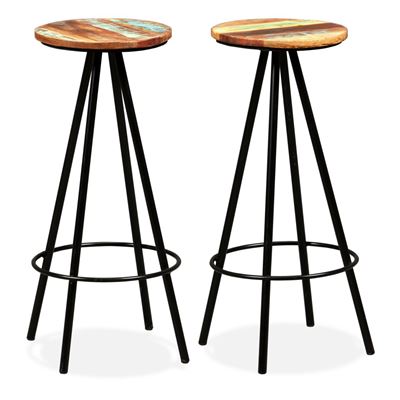 Taburetes Vidaxl De Cocina 2 Unidades Madera Maciza Reciclada