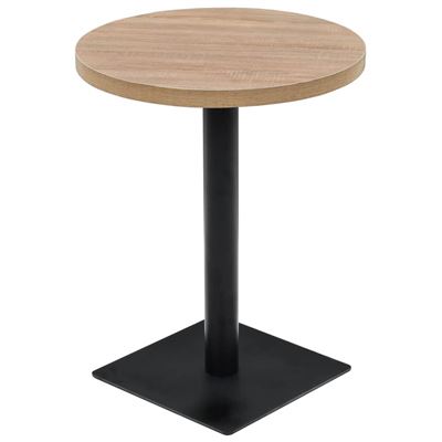 Vidaxl Mesa De Bar Bistró Mdf Y Acero Redonda 60X75 Cm Roble