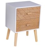 Mesita de noche Homcom blanco 40x30x55,5 cm MDF y madera maciza