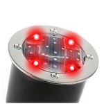 Luz de suelo circular solar LED BeMatik fotovoltaica 70x60mm roja