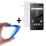 WoowCase | Funda Gel Flexible para [ Sony Xperia Z5 Compact ] [ +1 Protector Cristal Vidrio Templado ] Ultra Resistente contra Arañazos y Golpes Dureza 9H, PACK Carcasa Case Silicona TPU Suave Azul