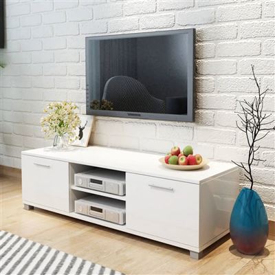 Aparador Para Tv De Alto Brillo 120x40,3x34,7 Cm Blanco
