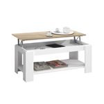 Mesa de centro Habitdesign Ambit elevable Blanco Artik Roble Canadian