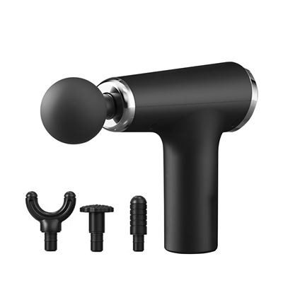 Mini Pistola Fascia Dam De Masaje Muscular Con 6 Intensidades Y 4 Cabezales De Masaje Negro