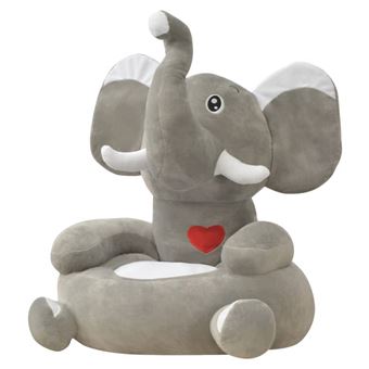 Silla de peluche para niños vidaXL elefante Gris