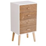 Mesita de noche Homcom blanco 40x30x75 cm MDF y madera maciza