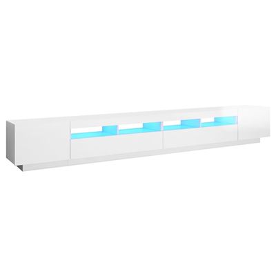 Mueble para TV con luces LED vidaXL blanco brillante 300x35x40cm