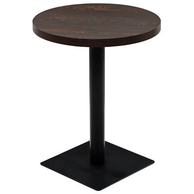 Vidaxl Oscuro Mesa De Bar Bistró Mdf Y Acero Redonda Fresno 60X75 Cm