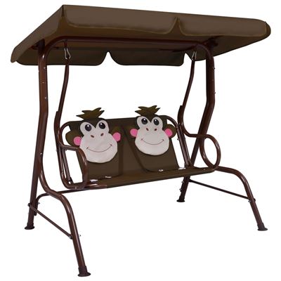 Banco Balancín Para Niños Vidaxl Tela Marrón 115x75x110 Cm